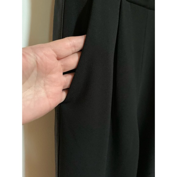 Calvin Klein Size 4 Black Jumpsuit Sleeveless Pockets with Satin Detail V Neck - Picture 10 of 10